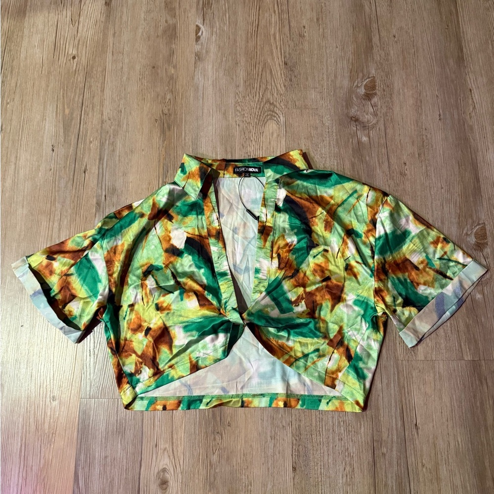 Fashion Nova Bora Bora Satin Blouse Top